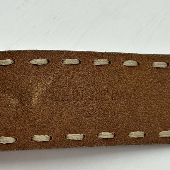 Fossil Women's Size Medium Orange Genuine Leather Thick Stitch Adjustable Belt - Picture 9 of 11